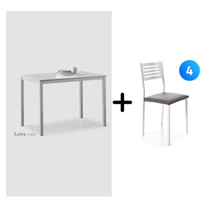 Conjunto mesa Leire + 4 sillas Klara